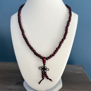 EUC - 18" Prayer Necklace with Cherry Wood-like Beads